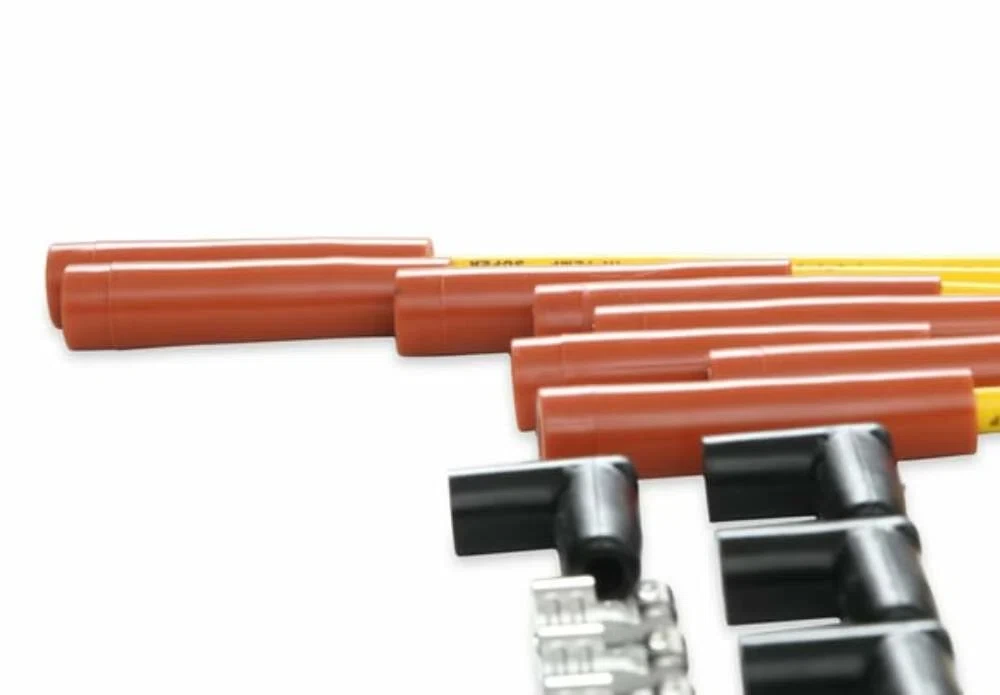 Spark Plug Wire Set - 8mm - Yellow with Orange Straight Boots - 4040